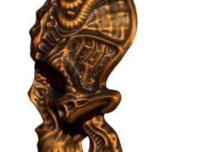 biomechanic cybernetic skull pendant 3D print model