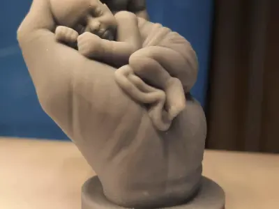 the baby is sleeping in the hand 3D print model