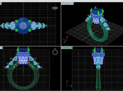 Engagement Ring With Many Diamonds 3D model