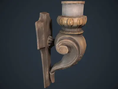 Candlestick ornate candle holder Low-poly 3D model
