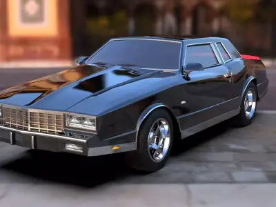 Black Monte Car 1981 Low-poly 3D model