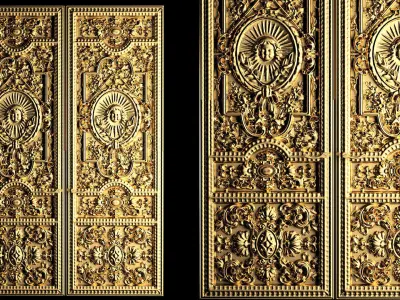 Luxury Classic baroque carved door 1 3D model