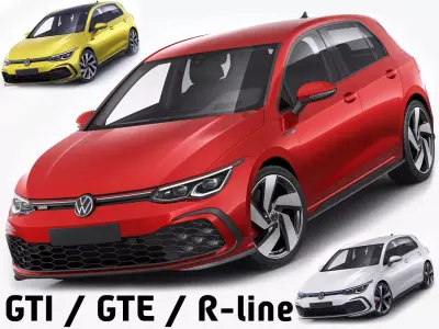 Volkswagen Golf 2020 GTI  GTE  R-line 3D model