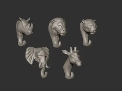 Safari Collection Wall Hooks 3D print model