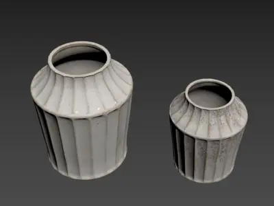 Reagan Ribbed White Vase 3D model