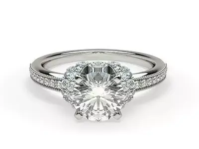 Round Diamond Solitaire Ring 3D print model buy