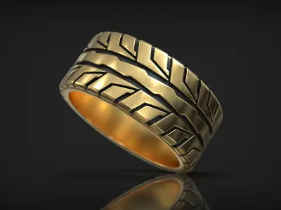 Auto Tire Tread Drifting Wheel Ring Wedding Band 3D print model