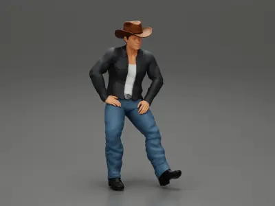 young man wearing casual outfit sitting on a motocycle 3D print model