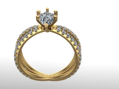 Diamond classic Ring to print 3 Sizes 3D print model