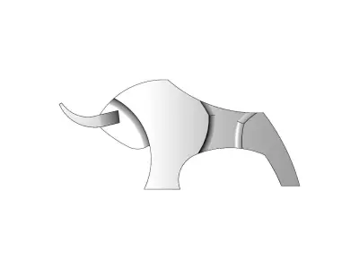 Simple geometric bull sculpture deco art figurine 3D print model