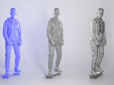 Guy on skateboard 291 Low-poly 3D model