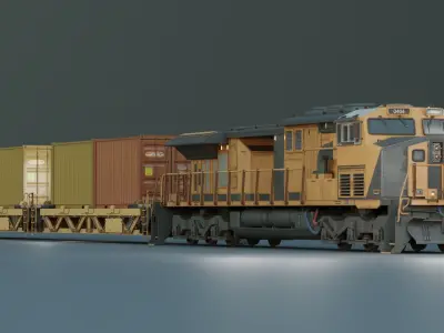 Locomotive train engine Low-poly 3D model