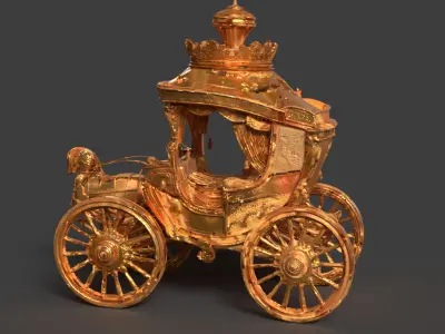 Chinese ancient golden  carriage   3D model