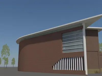Office with wall facade 3D model