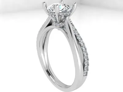 Round Diamond Split Shank Ring 3477 3D print model