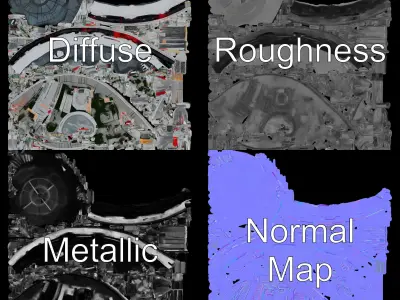 Futuristic Floating City Model Pack Low-poly 3D model