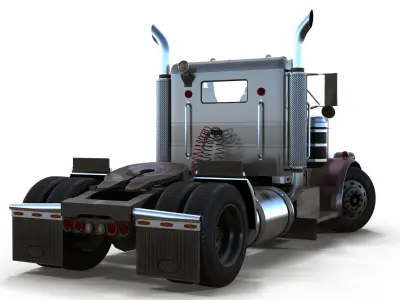 Peterbilt 289 day cab semi-truck Low-poly 3D model