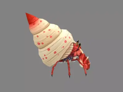 Cartoon hermit crab - Conch shell Low-poly 3D model