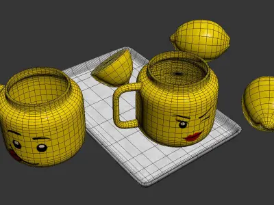 Silly and Winking girl Large Ceramic Mug by Lego 3D model