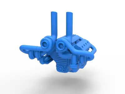 Quad turbo V8 Engine Scale 1 to 25 3D print model