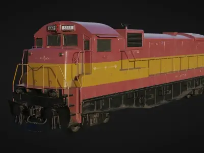 Locomotive train engine Low-poly 3D model