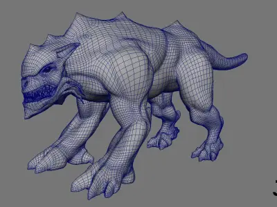 Beast creature with teeth and claws 3D model