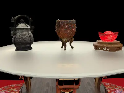 Chinese wine vessel and cup  3D model