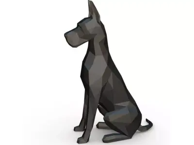 great dane low poly 3D print model