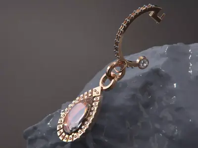 Diamond Earring gold rose ladies design future STL 3D model