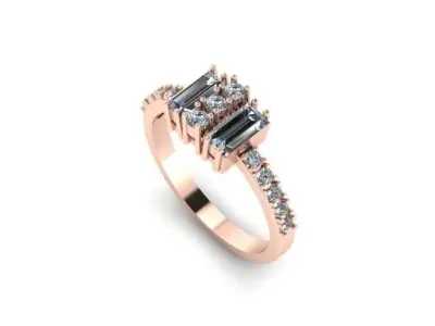 Diamond cluster ring Free 3D print model
