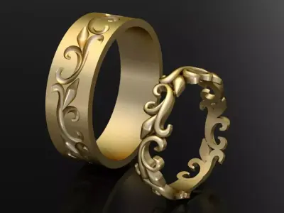Royal Wedding Ring SET 3D print model