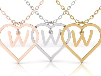 Jewelry Heart Alphabet Pendant W 3D print model