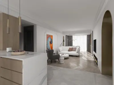 Luxury living room interior 3D model