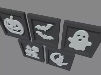 Halloween Pictures Frames 01 Low-poly 3D model