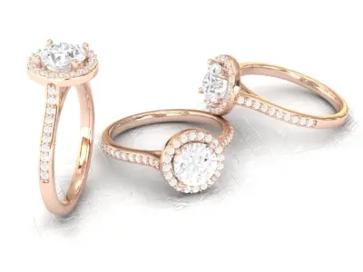 Perfect  1ct Halo Engagement Ring 3D print model