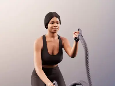 Micaela 11407 - Athletic Black Woman Making Sport Low-poly 3D model