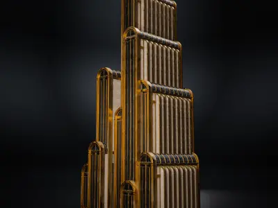 ART DECO SKYSCRAPER BUILDING 06 Low-poly 3D model