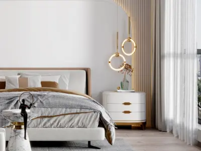 villa Modern Home bedroom decoration 3D model