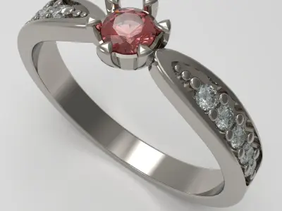 Engagement ring with gems 3D print model
