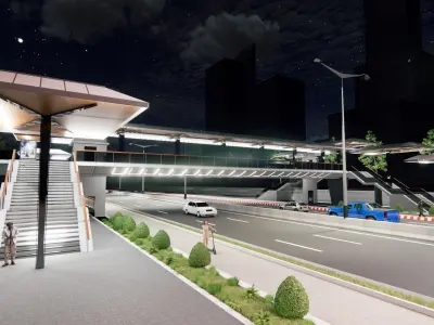 Pedestrian Bridge Project across over 60 feet road Project  3D model