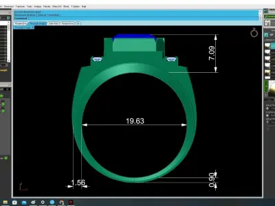 Luxury Emerald Baguette Stone Ring for Men  3383 3D print model