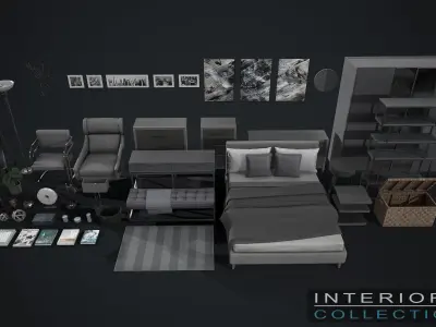 Furniture Asset Pack - Interioreal Collection 001 -  Low-poly 3D model