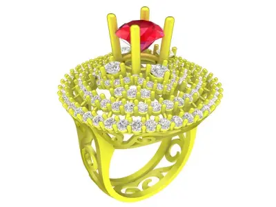 Luxury Multi Halo Diamond Ring for Women 4421 3D print model