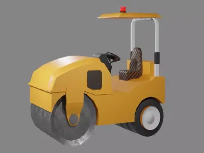 Low-Poly Steamroller with Modular Design  Low-poly 3D model