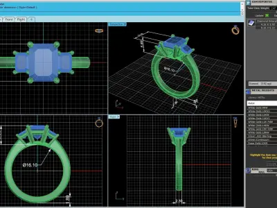 Three Stone Diamond Ring 3D print model