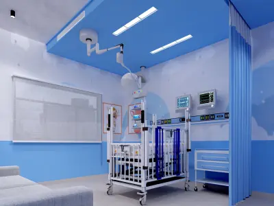 Pediatric hospital room Low-poly 3D model