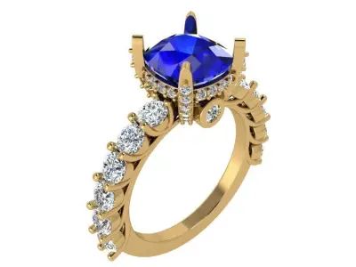 Cushion Cut Ring 3419 3D print model