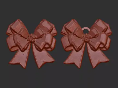 christmas ribbon bow decor 10 3D print model