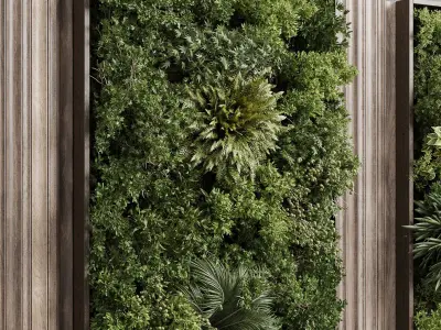 Vertical Wall Garden With Wooden frame set 53 Low-poly 3D model