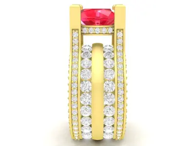 Luxury Round Stone Triple Band Diamond Ring 3D Model 3815 3D print model